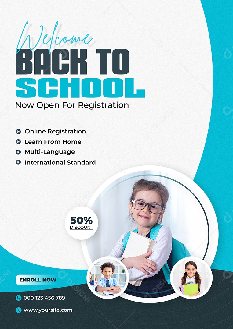 Aulas Bem Vindo Volta As Aulas Social Media PSD Editável