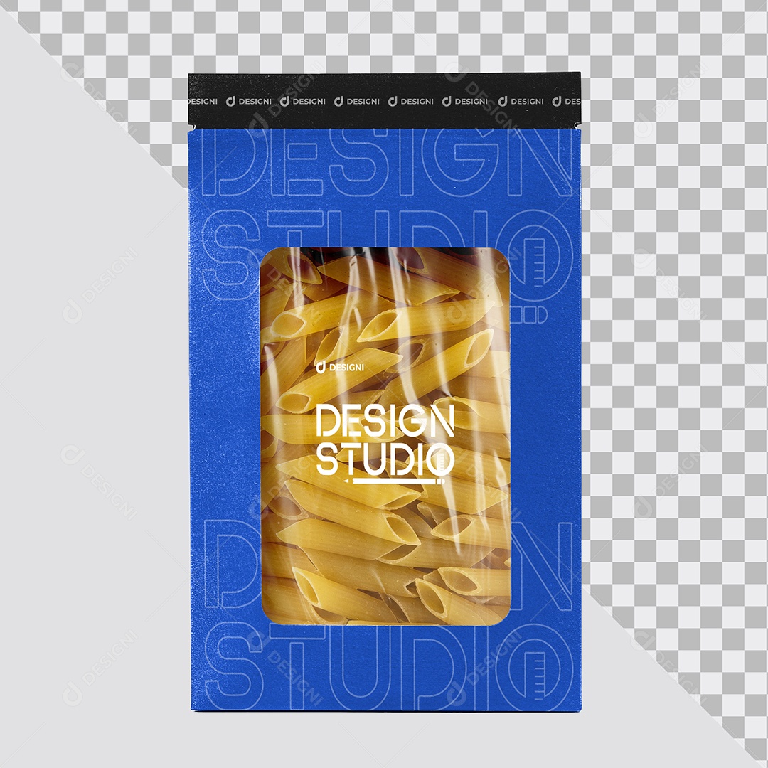Mockup Embalagem Pouch em Kraft para Macarrão PSD Editável