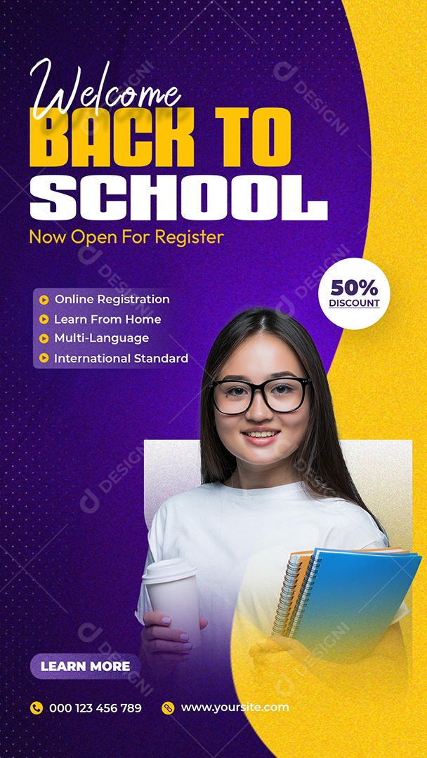 Story Aulas Bem Vindo Volta As Aulas Social Media PSD Editável