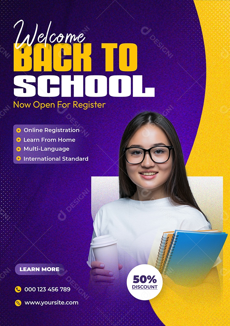 Aulas Bem Vindo Volta Para Escola Social Media PSD Editável