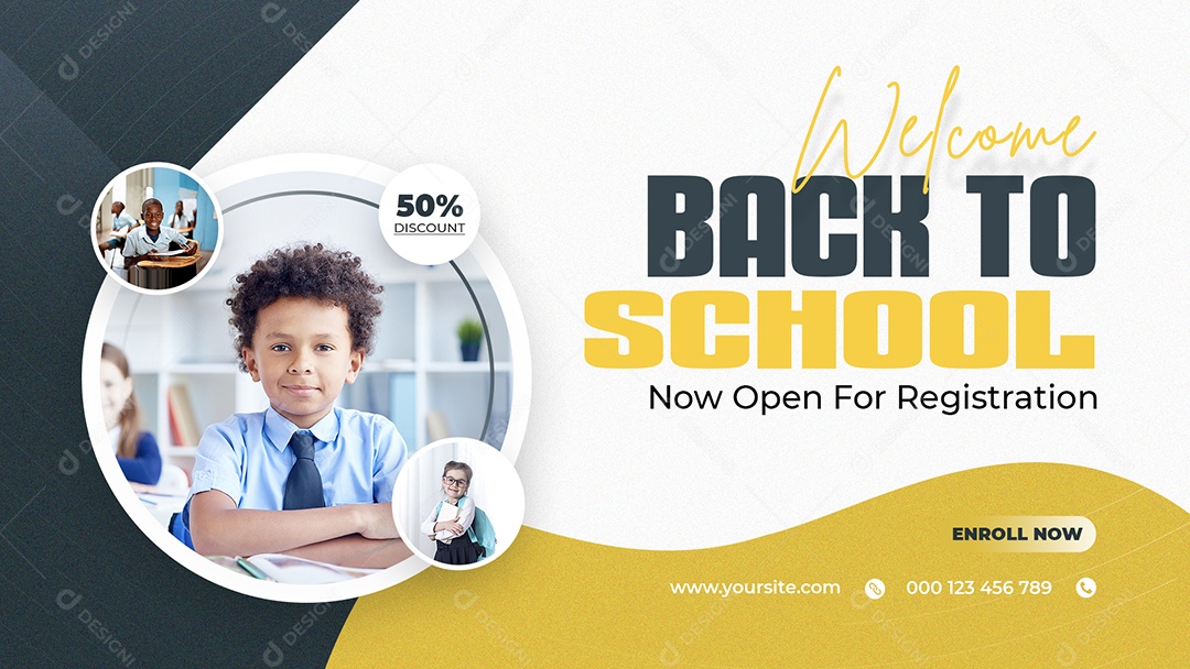 Aulas Bem Vindo Volta Para Escola Social Media PSD Editável