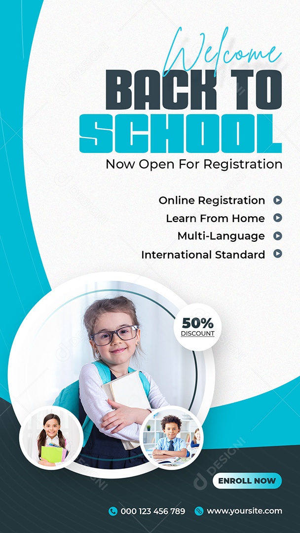 Story Aulas Bem Vindo Volta Para Escola Social Media PSD Editável