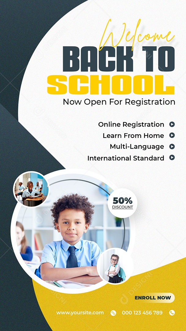 Story Bem Vindo de Volta a Escola Social Media PSD Editável