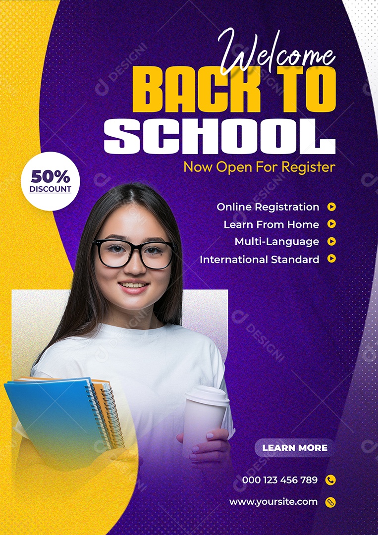 Bem Vindo de Volta a Escola Social Media PSD Editável