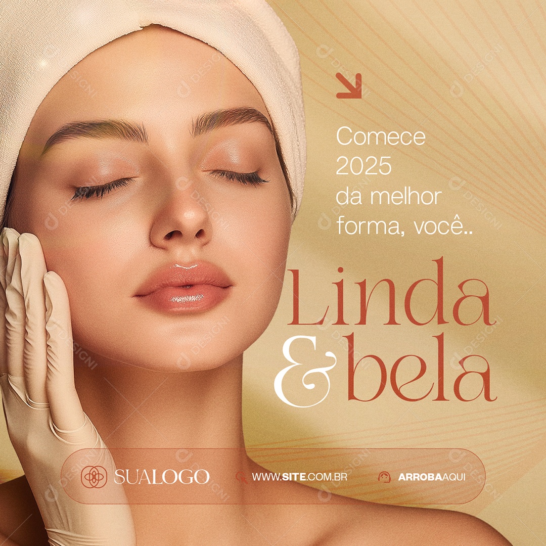Estética Comece 2025 da Melhor Forma Linda e Bela Social Media PSD Editável
