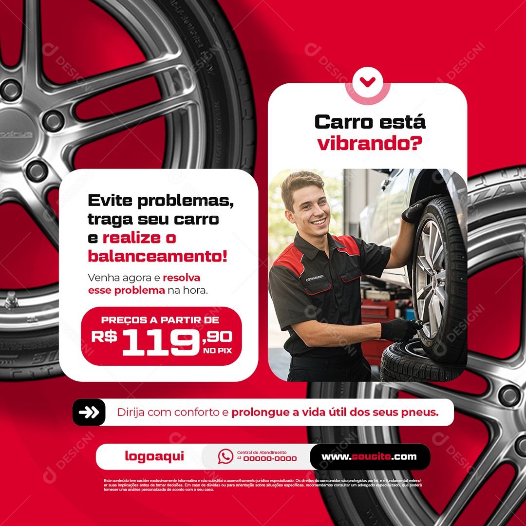 Oficina Mecânica Carro Está Vibrando Social Media PSD Editável