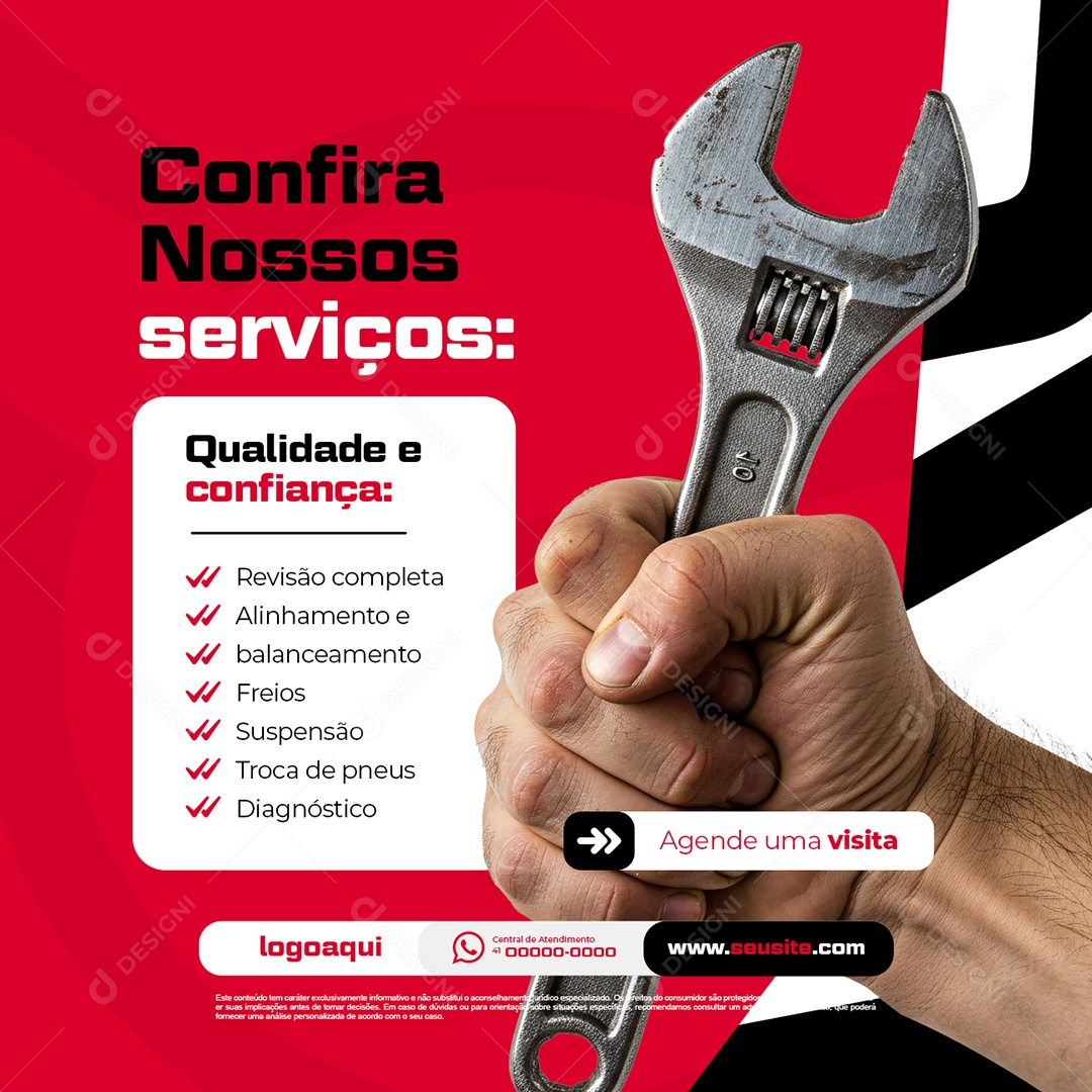 Oficina Mecânica Confira Nossos Serviços Social Media PSD Editável