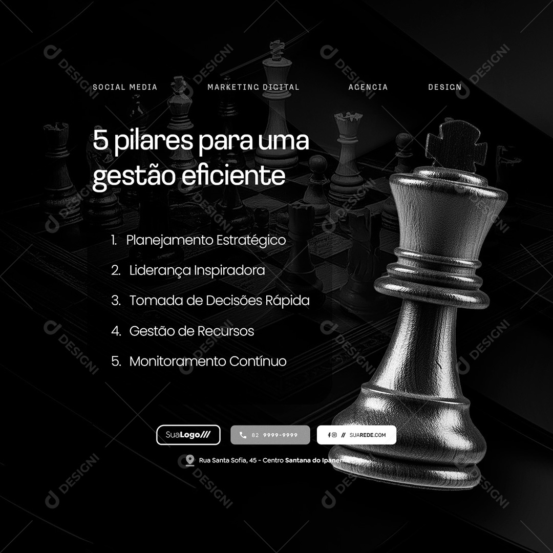 Marketing Digital Cinco Pilares para Uma Gestão Eficiente Social Media PSD Editável