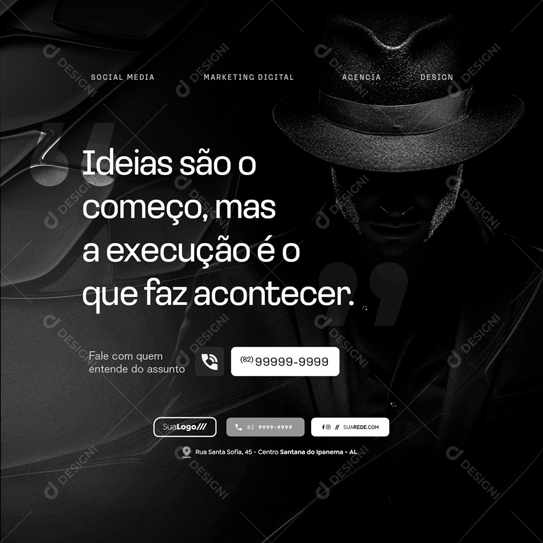 Marketing Digital Ideias São o Começo Social Media PSD Editável