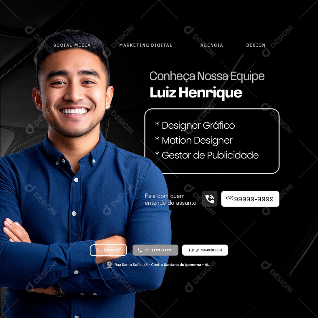 Marketing Digital Conheça Nossa Equipe Social Media PSD Editável