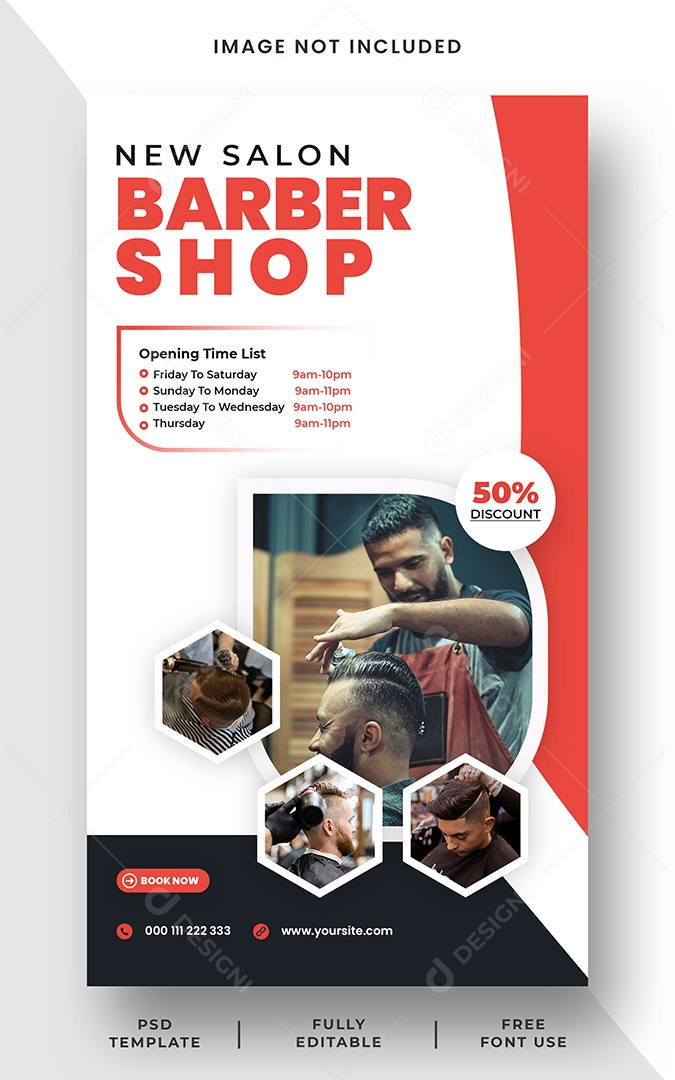 Story Barbearia Novo Salão Social Media PSD Editável