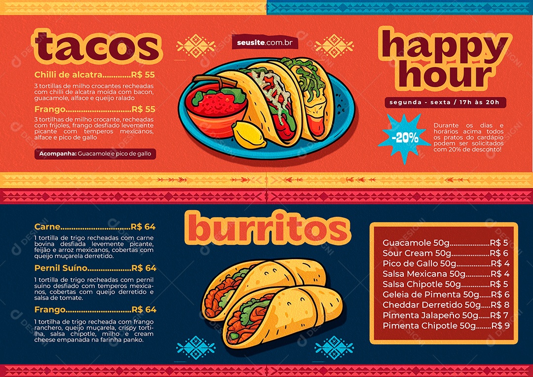 Modelo de Cardápio Comida Mexicana PSD Editável