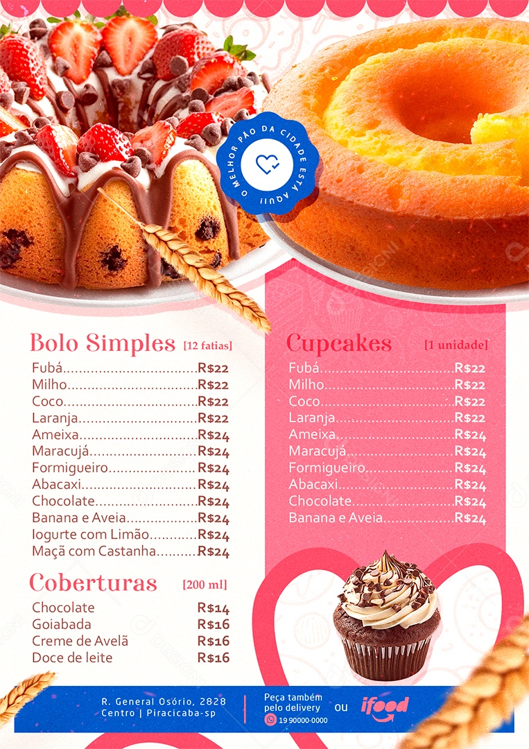 Modelo de Cardápio Doceria PSD Editável