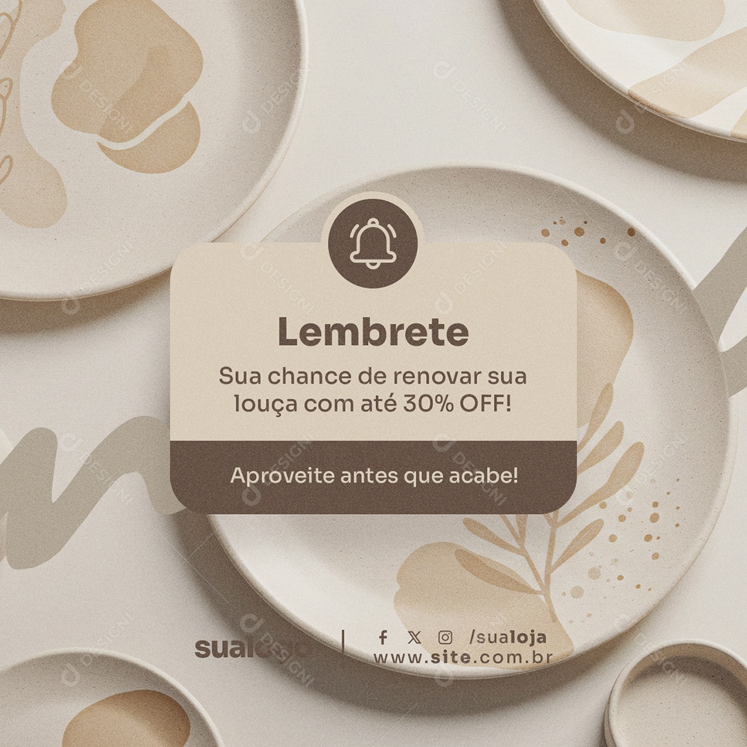 Loja Produtos Cerâmica Lembrete Social Media PSD Editável