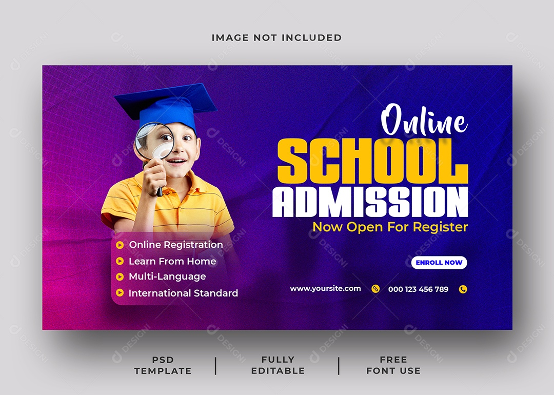 Admissão Escolar On-line Social Media PSD Editável