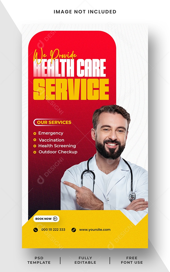 Story Clínica Médica Sua Saúde é Nossa Prioridade Social Media PSD Editável