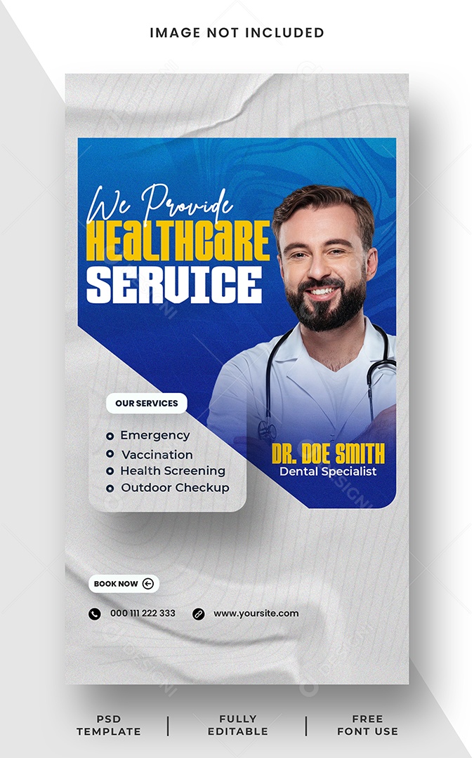 Story Clínica Médica Sua Saúde é Nossa Prioridade Social Media PSD Editável