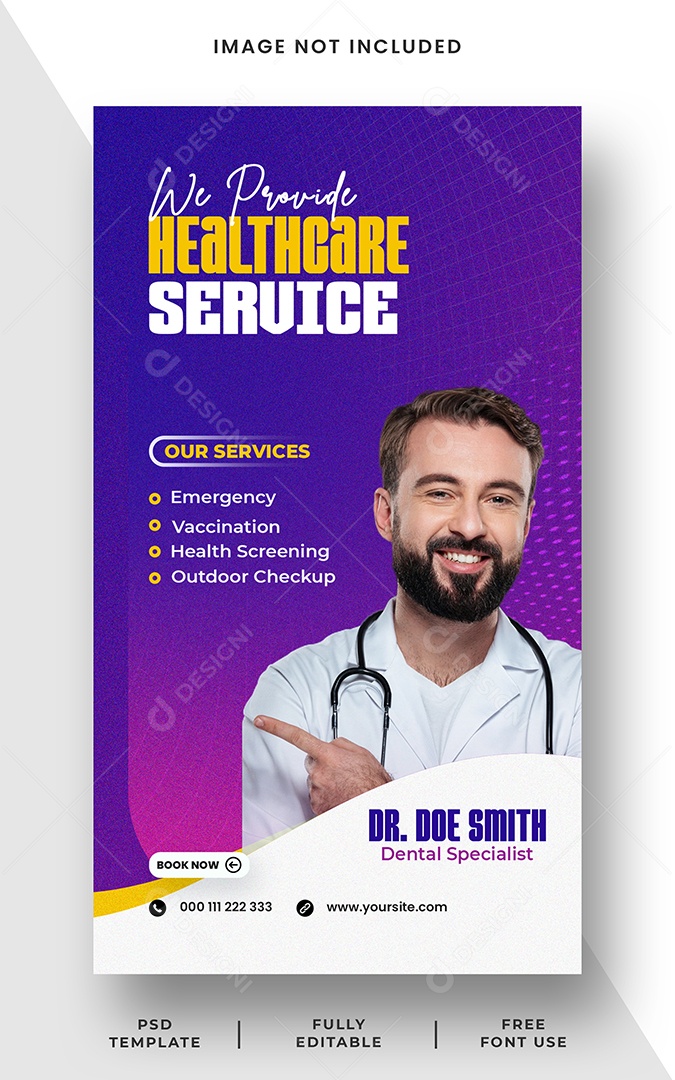 Story Clínica Médica Sua Saúde é Nossa Prioridade Social Media PSD Editável