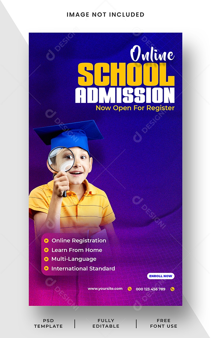 Story Admissão Escolar On-line Social Media PSD Editável