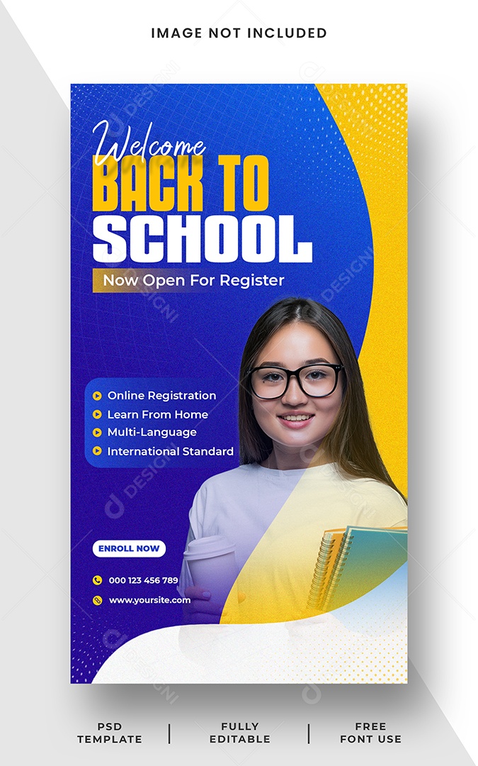 Story Bem Vindo de Volta a Escola Social Media PSD Editável