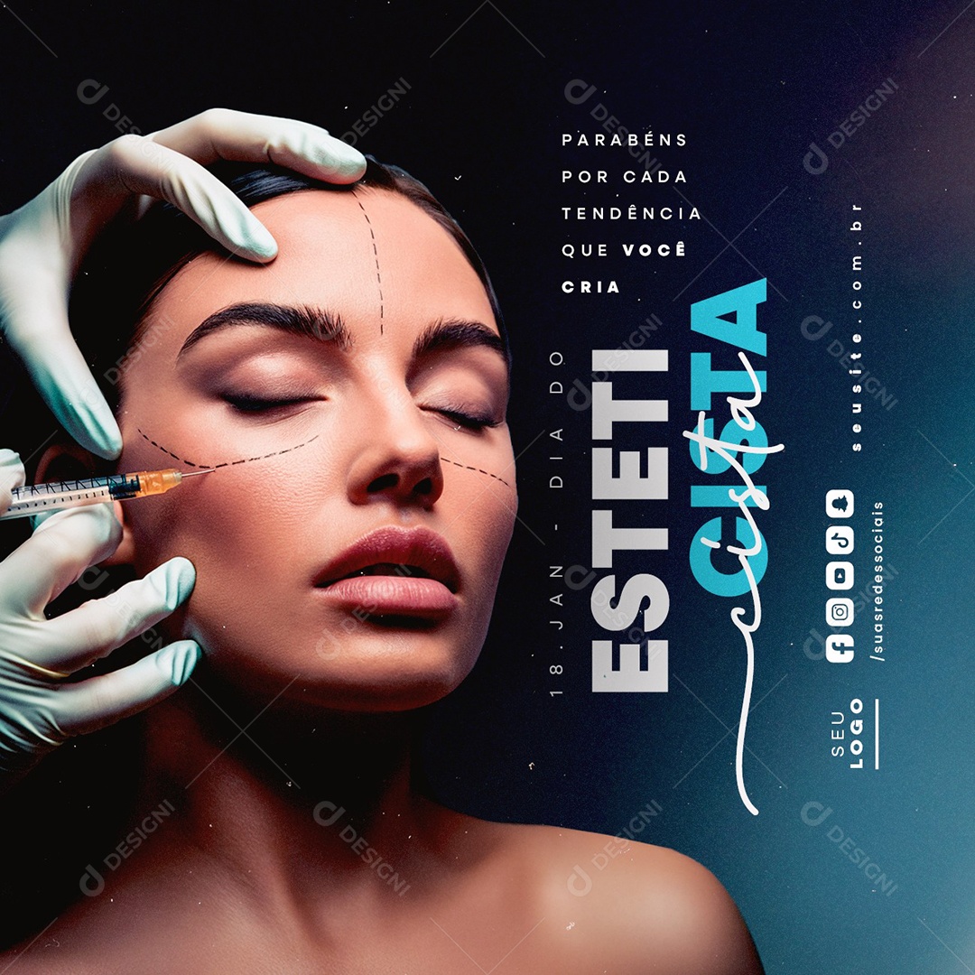 Dia do Esteticista 18 de Janeiro Social Media PSD Editável