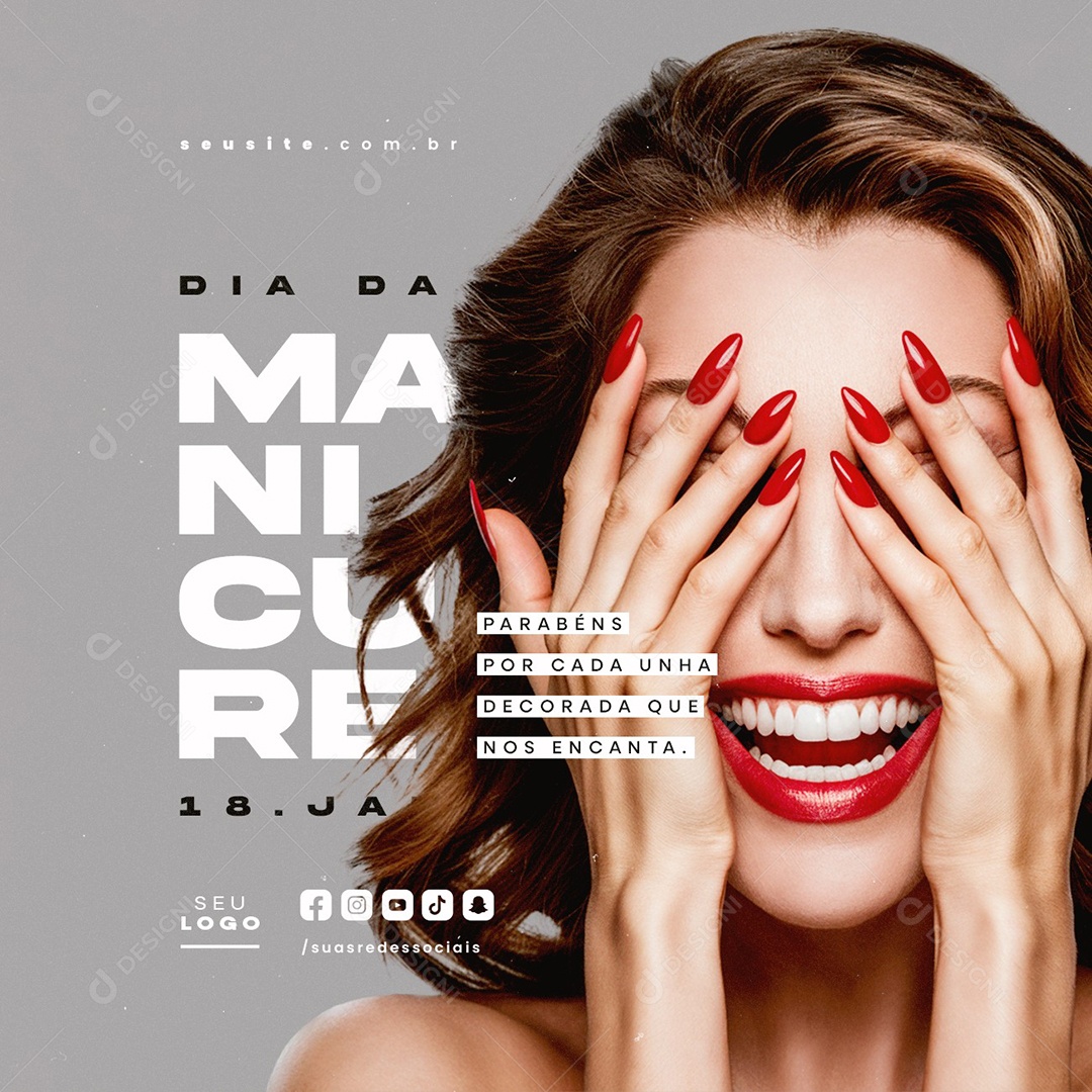 Dia da Manicure 18 de Janeiro Parabéns Social Media PSD Editável