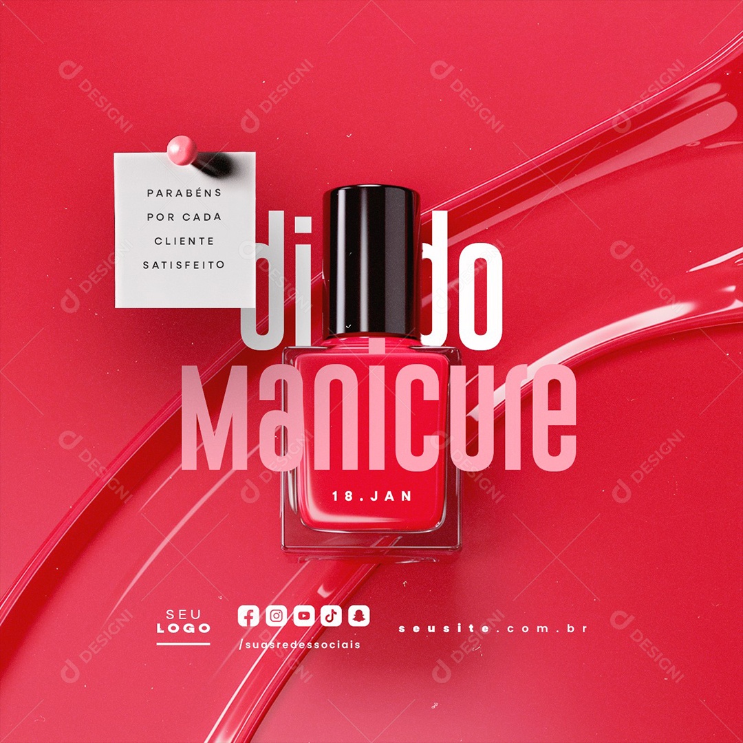 Dia da Manicure 18 de Janeiro Social Media PSD Editável