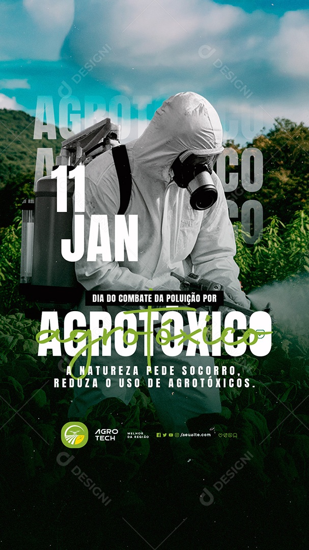 Story Social Media Dia do Combate da Poluição por Agrotóxicos 11 de Janeiro PSD Editável