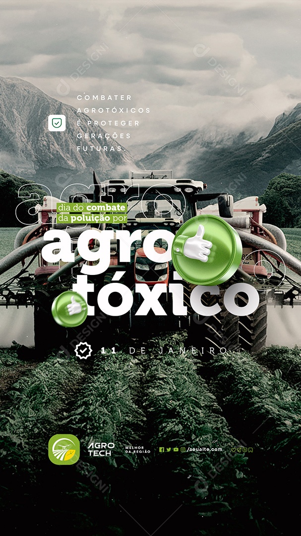 Story Dia do Combate da Poluição por Agrotóxicos 11 de Janeiro Social Media PSD Editável