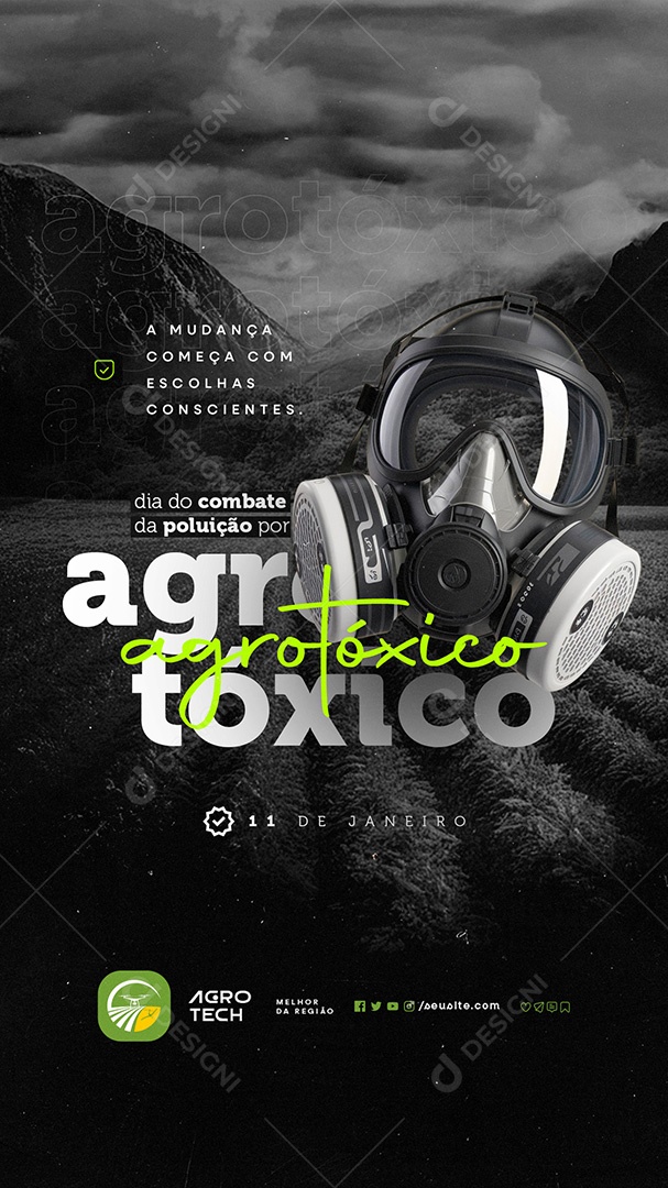 Story Dia do Combate da Poluição por Agrotóxicos 11 de Janeiro Social Media PSD Editável