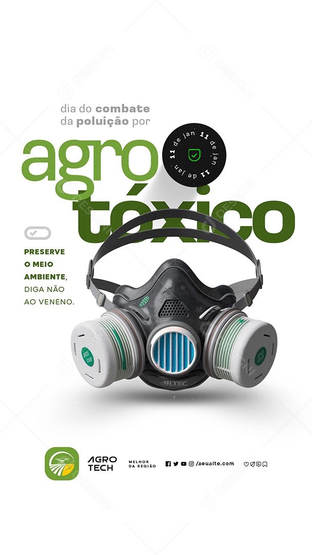 Story Dia do Combate da Poluição por Agrotóxicos 11 de Janeiro Preserve Social Media PSD Editável