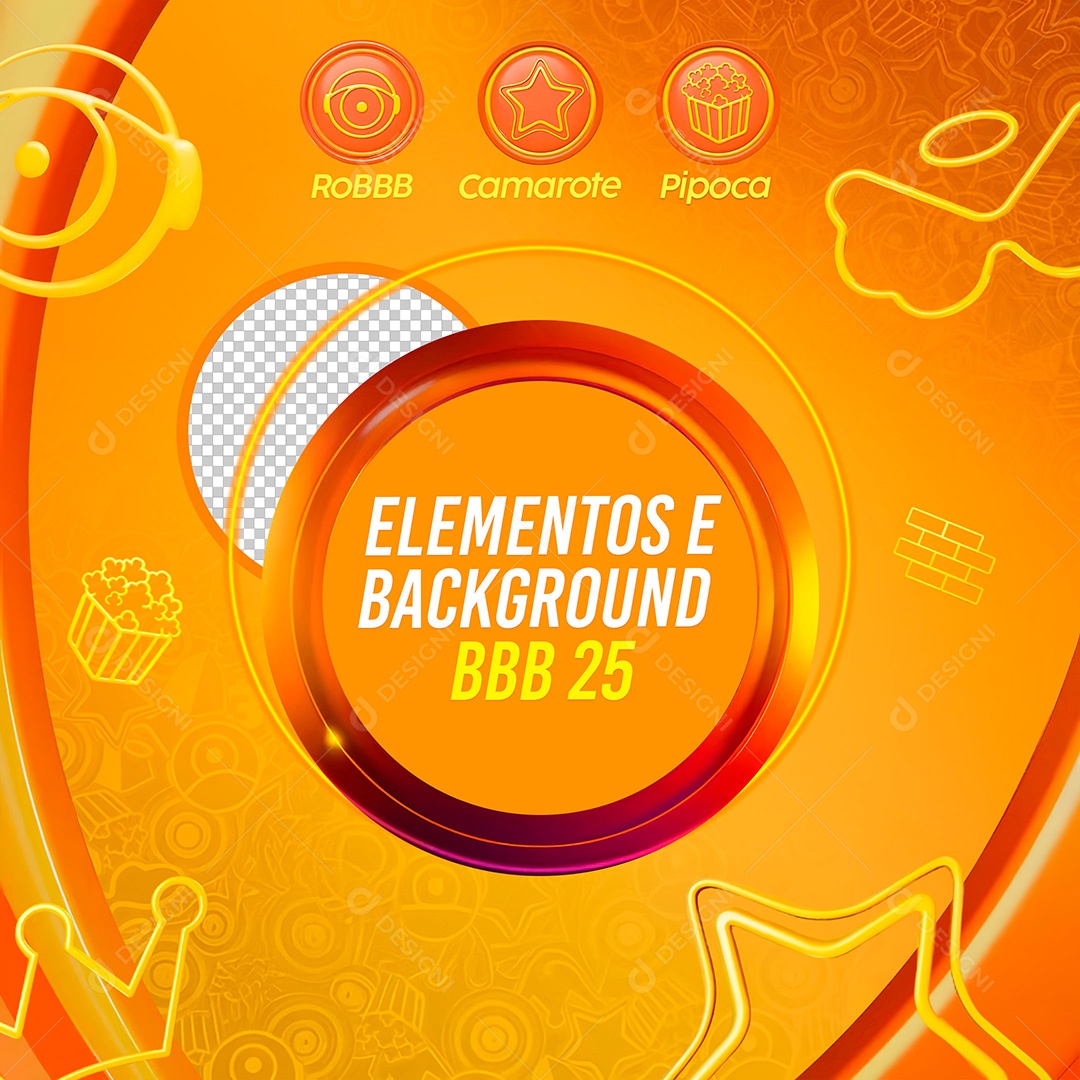 Elementos e Background BBB 2025 Social Media PSD Editável