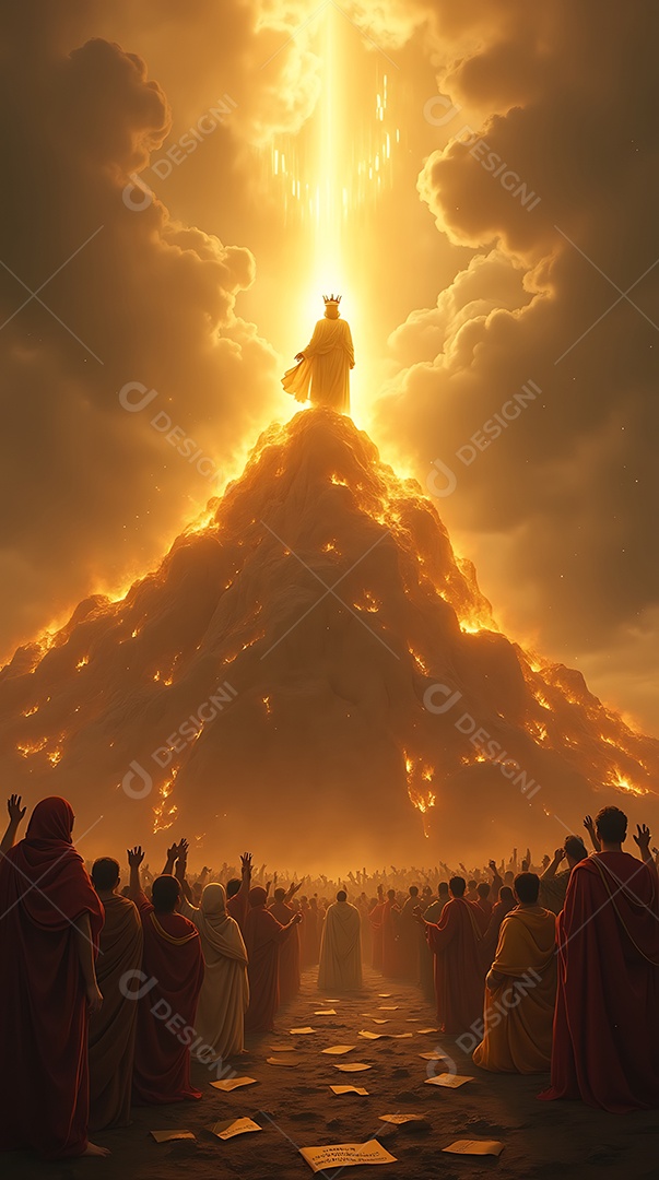 Cena de tirar o fôlego de triunfo divino e redenção no centro retrate uma figura majestosa