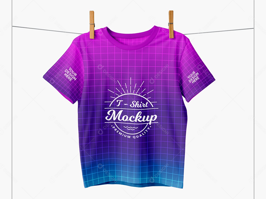 Camiseta Pendurada no Varal Mockup PSD Editável