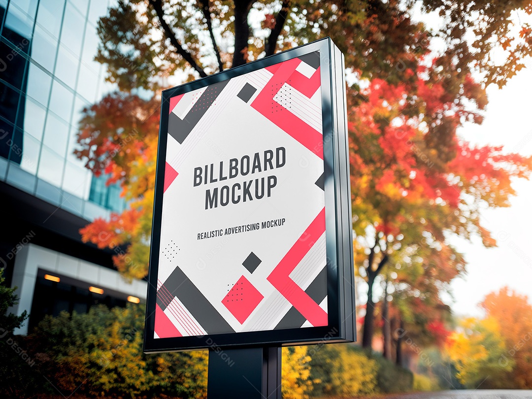 Cartaz Vertical na Rua Mockup PSD Editável