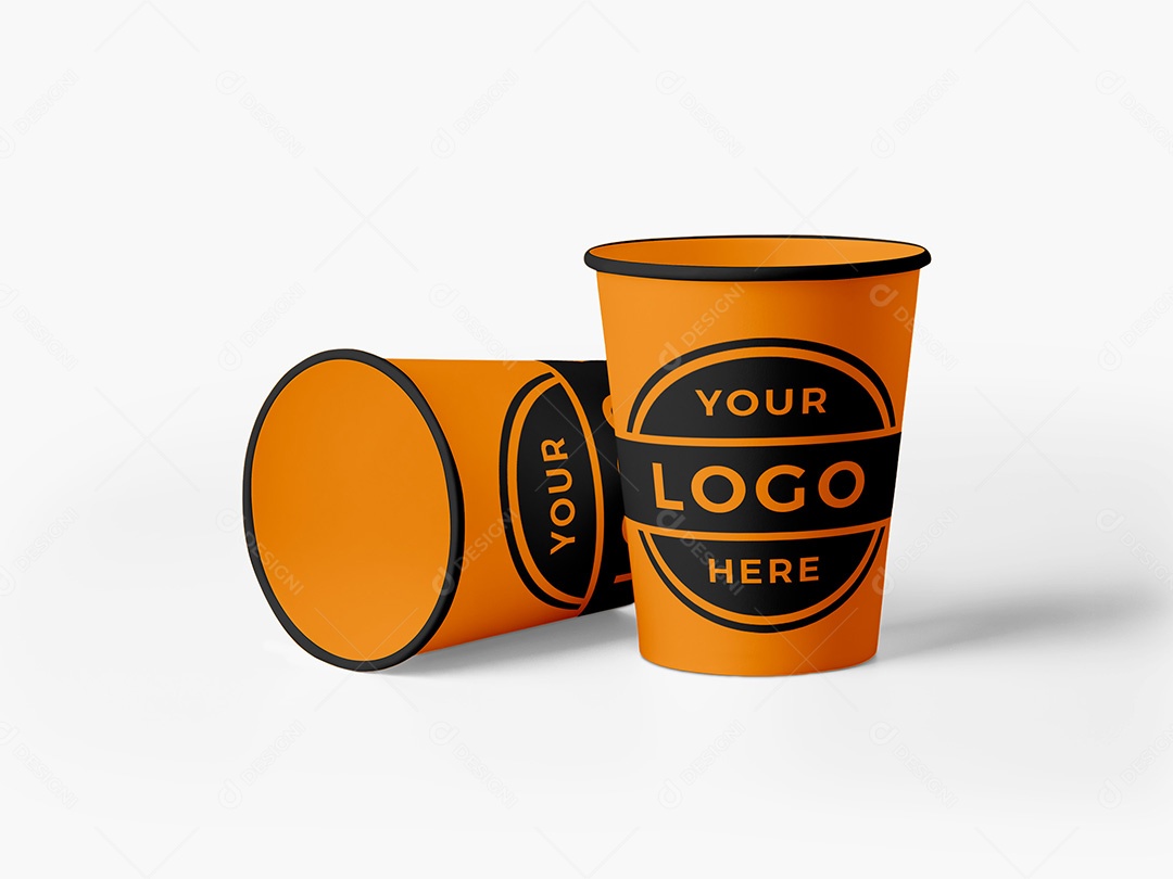 Dois Copos de Papel Mockup PSD Editável