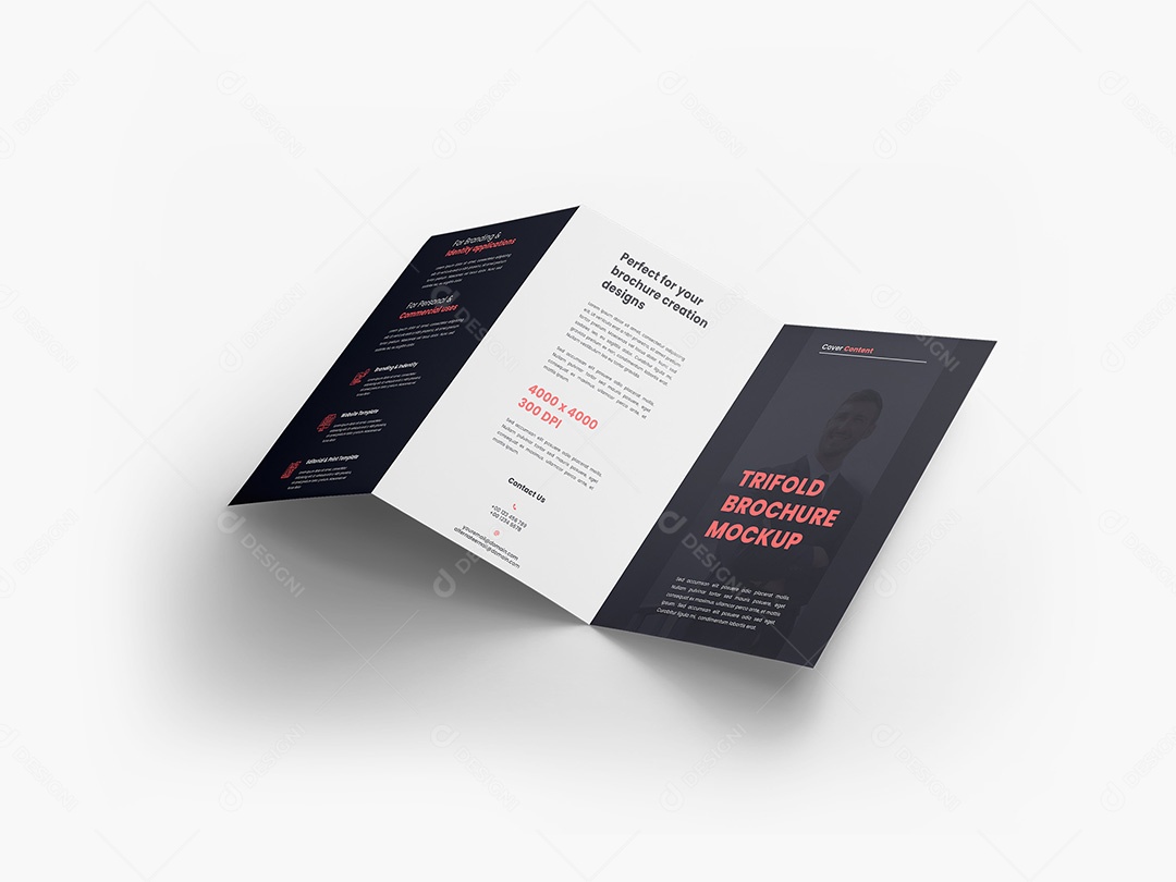 Folheto Tri-Fold Mockup PSD Editável