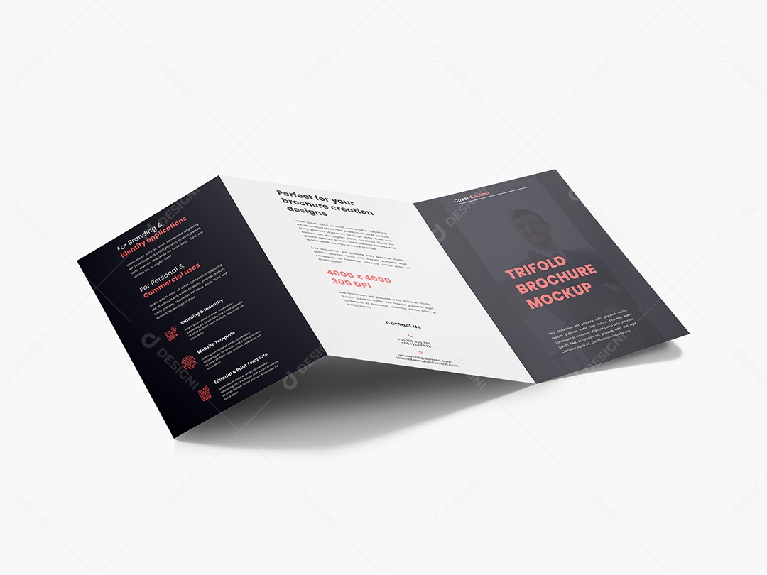 Folheto Tri-Fold Mockup PSD Editável