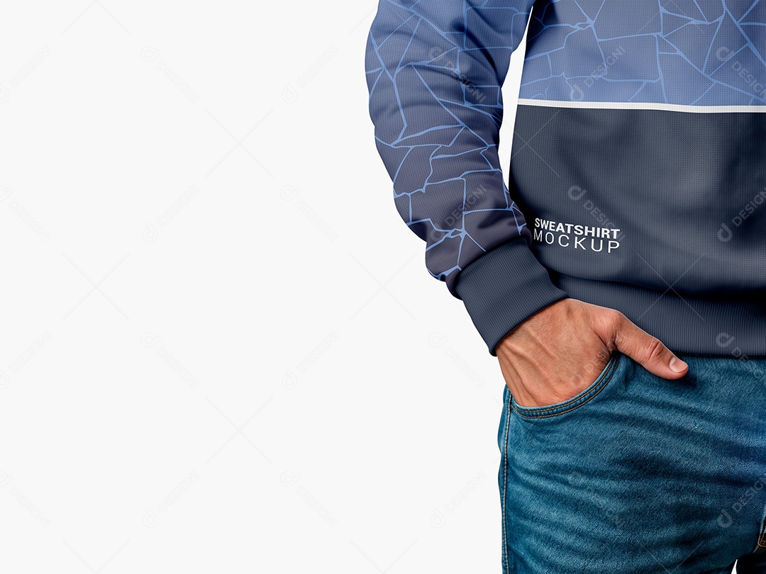 Homem com Moletom e Calça Jeans Mockup PSD Editável