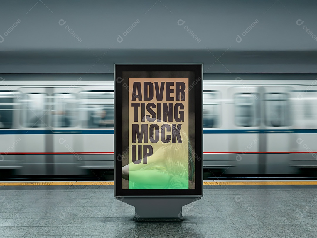 Outdoor Publicitário no Metrô Mockup PSD Editável