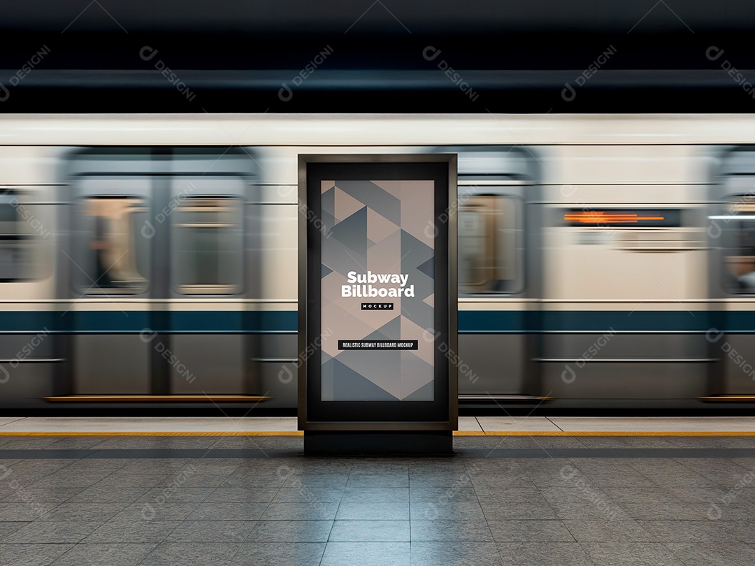 Painel Publicitário no Metrô Mockup PSD Editável