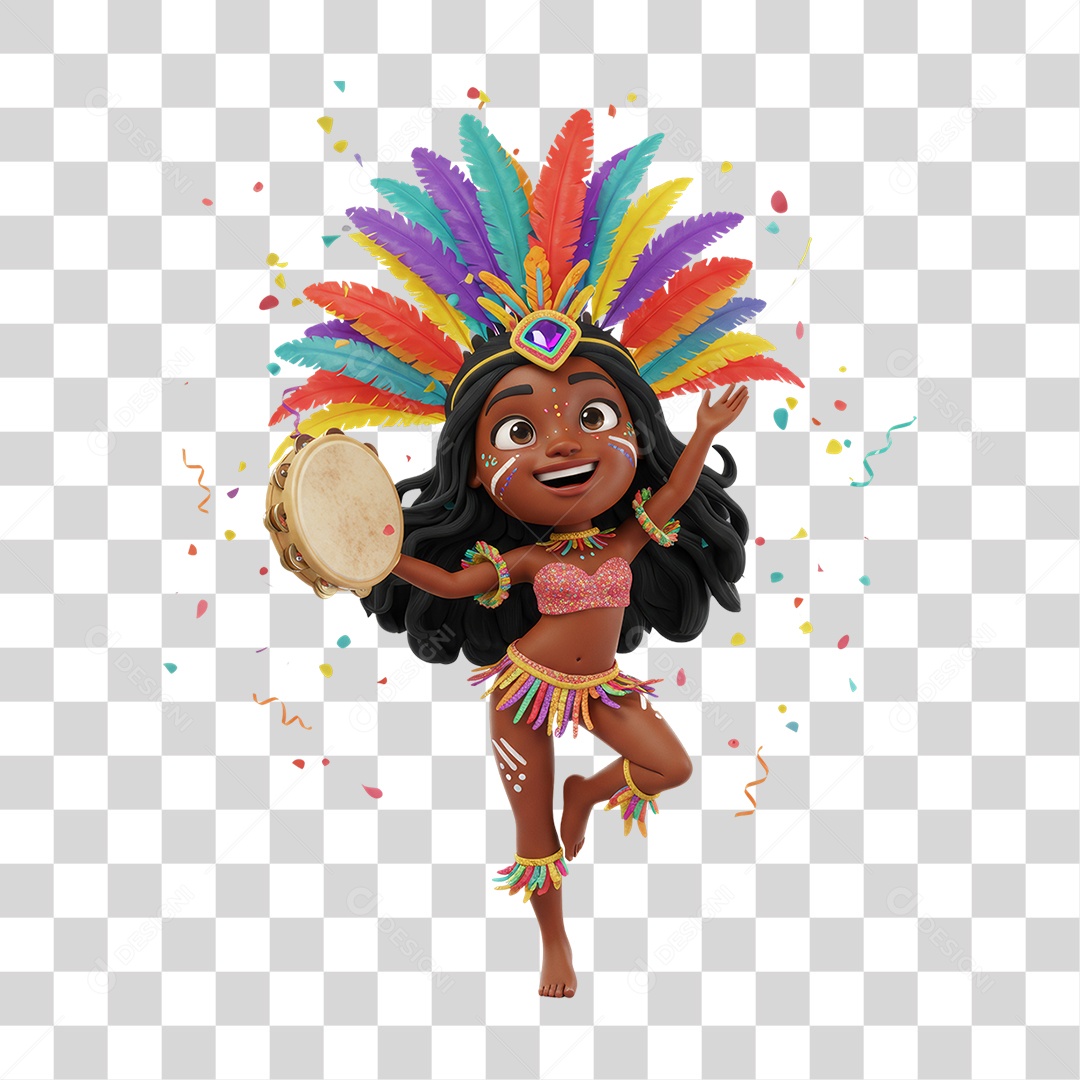 Personagem Mulher Dançando Carnaval PNG Transparente