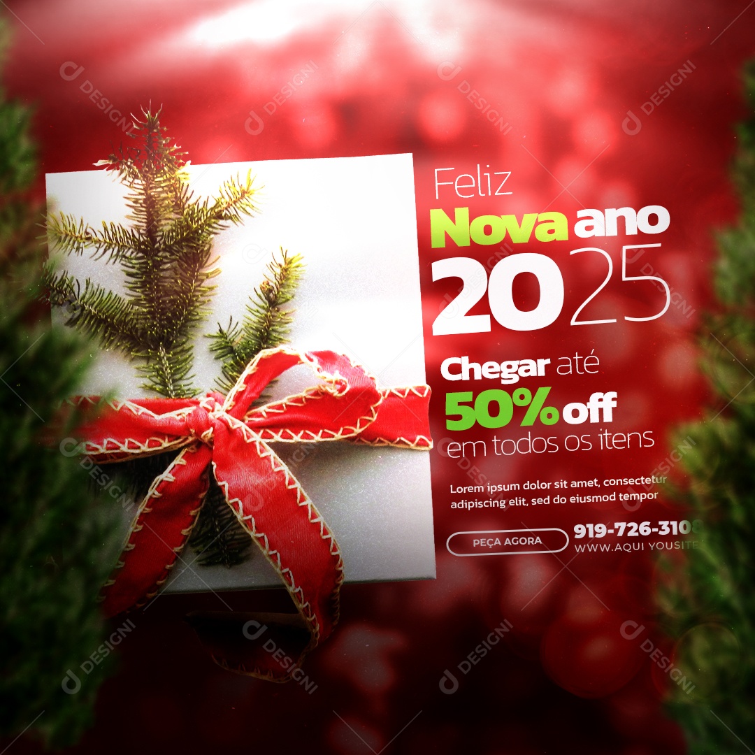 Feed Feliz 2025 Ano Novo 01 de Janeiro Até 50% de Desconto Social Media PSD Editável