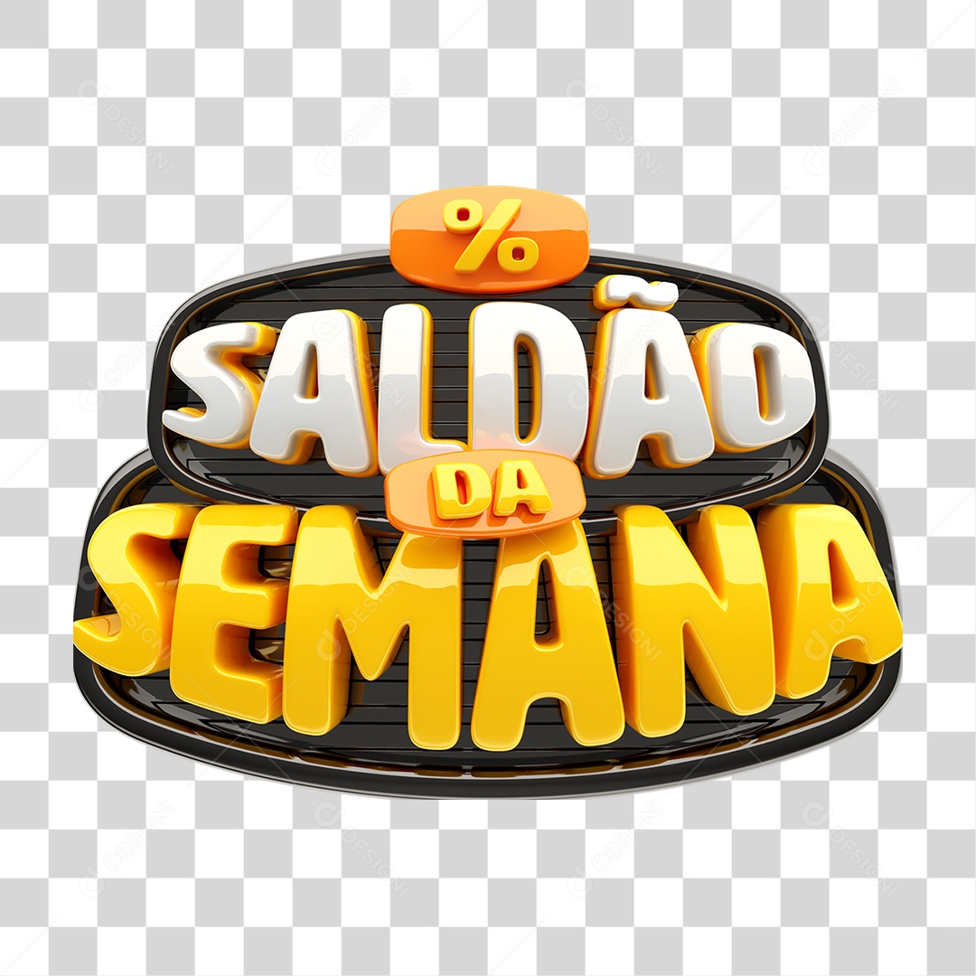 Selo 3D Saldão da Semana PNG Transparente