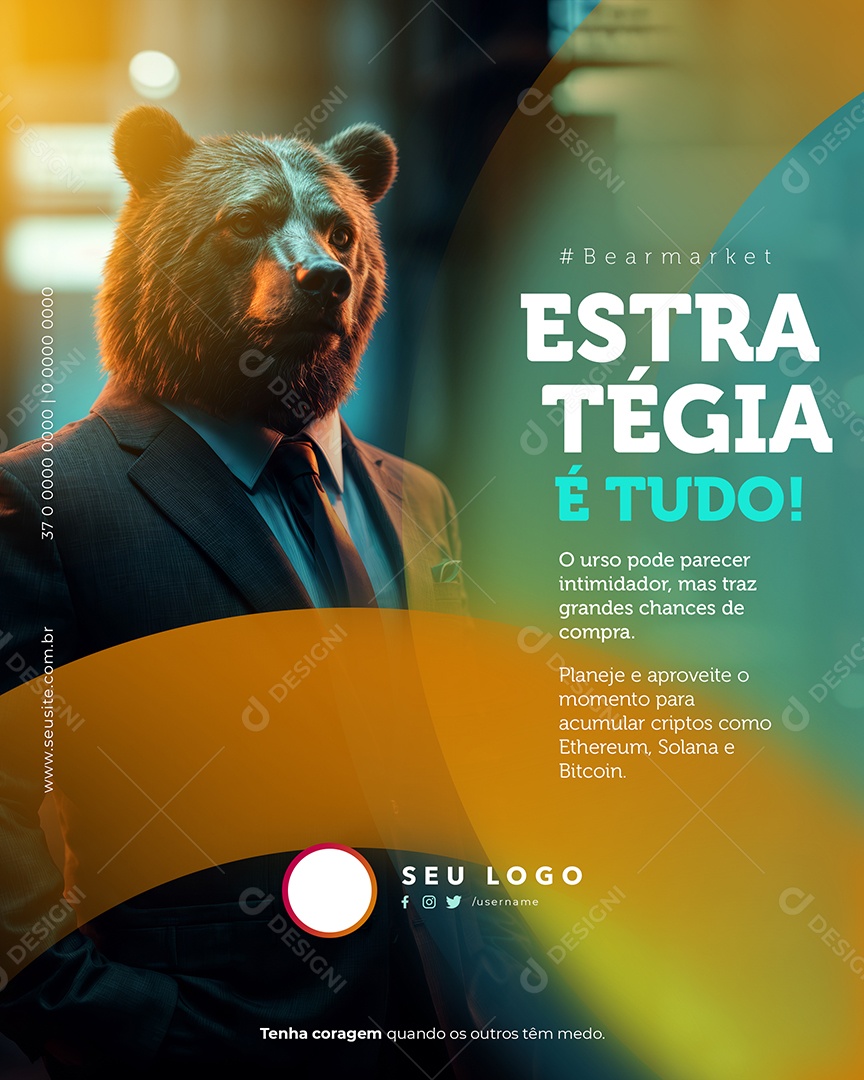 Corretora Criptomoedas Estratégia é Tudo Social Media PSD Editável