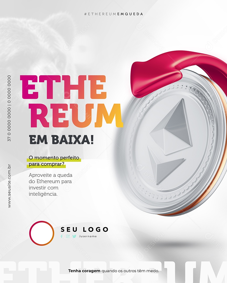 Corretora Criptomoeda No Momento Certo Social Media PSD Editável