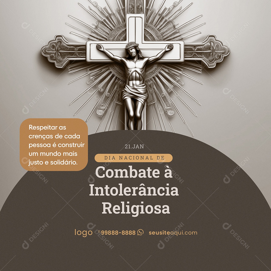 Dia Nacional de Combate à Intolerância Religiosa 21 de Janeiro Social Media PSD Editável