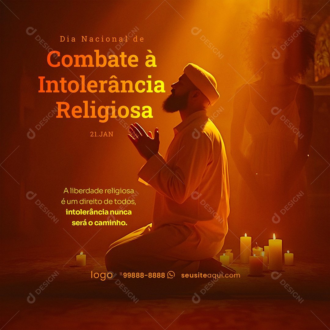 Dia Nacional de Combate à Intolerância Religiosa 21 de Janeiro Social Media PSD Editável