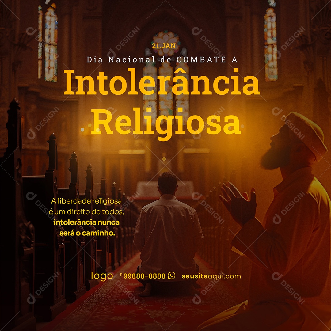 Dia Nacional de Combate à Intolerância Religiosa 21 de Janeiro Social Media PSD Editável
