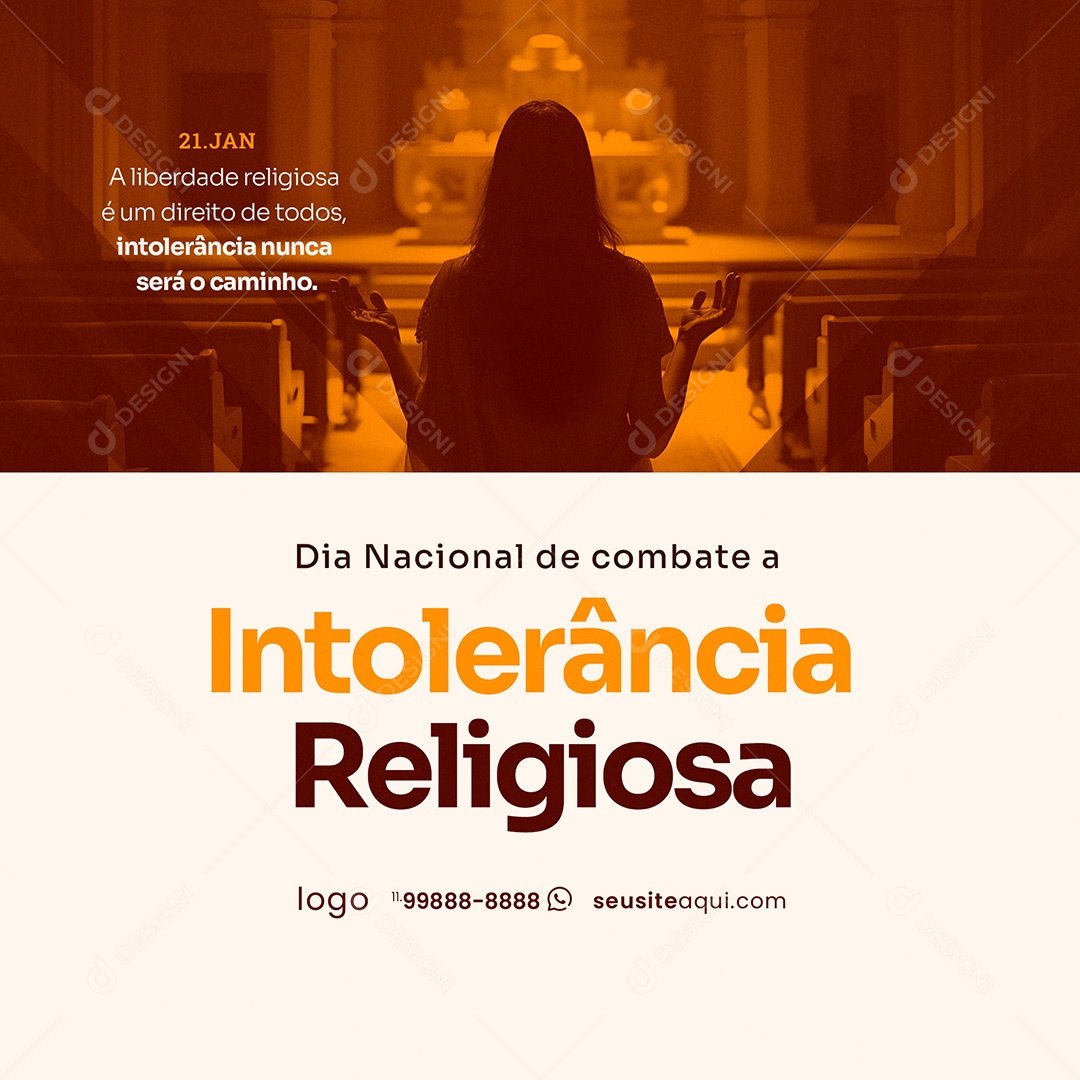 Dia Nacional de Combate à Intolerância Religiosa 21 de Janeiro Social Media PSD Editável